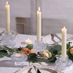 Candle Stick Candle Holder Set of 8, Taper Candle Holders for Wedding Table Centerpiece, Ribbed Glass Votive Candle Holders for Christmas, Romantic Dinner, Festival & Windowsill Decor