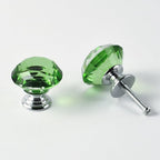 12pcs Diamond Shape Crystal Glass 30mm Drawer Knob Pull Handle Usd for Cabinet, Drawer (Green)