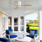 Sofucor 52 Inch Ceiling Fan No Light, Solid Wood Ceiling Fans Without Lights Remote Control, Reversible DC Motor, 6-Speed, Flush Mount Indoor/Outdoor Ceiling Fans for Patios, Bedroom and Farmhouse