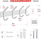 White Coat Rack Wall Mount – 12 Inch Stainless Steel Hook Rail with 4 Heavy Duty Double Coat Hooks – Wall Mounted Coat Hanger for Entryway, Bathroom, Bedroom, Towel, Hat Organizer - 2 Pack