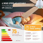 Ceiling Fans with Lights- 52" RGB Low Profile Indoor Ceiling Fan with Light and Remote/APP Control, Flush Mount, 6 Blade, LED Dimmable DC Reversible Modern Ceiling Fan for Bedroom（White）