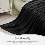 Exclusivo Mezcla Fleece Twin Size Blanket for Bed, 90x66 Inches Soft Cozy Jacquard Flannel Blankets, Lightweight Fuzzy Plush Warm for Winter, Black