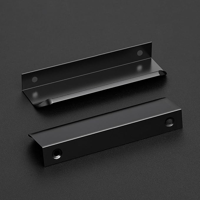 Ravinte Hardware 8 Pack Black Cabinet Handles, 5 Inch (128mm) Finger Edge Pulls, 4 Inch Hole Center, Finger Pulls for Cabinets