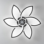 Ceiling Fan with Lights Remote Control, Black Flower Ceiling Fan with Light, 3 Light Color Modern Low Profile Flush Mount Ceiling Fan for Kitchen Bedroom Living Room
