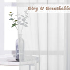 NICETOWN Long Sheer Curtain Panels - Ring Top Modern Window Treatment Voile Drapes for Bedroom/Living Room (Light Gray, One Pair, W54 x L96)