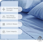 Linen Home 100% Cotton Percale Sheets Queen Size, Baby Blue, Deep Pocket, 4 Pieces Set - 1 Flat, 1 Deep Pocket Fitted Sheet and 2 Pillowcases, Crisp Cool and Strong Bed Linen