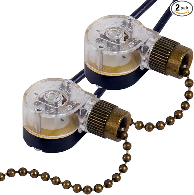Pull Chain Switch Zing Ear ZE-109 Ceiling Fan Switch Ceiling Fan Light Lamp Replacement 2 Pack Bronze