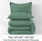 Litanika Comforters Twin/Twin XL Size Haze Green, 2 Pieces Lightweight Solid Bedding Set & Collections, All Season Fluffy Bed Set (66x90 Inches Comforter & 1 Pillowcase)