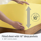 LuxClub 3 PC Sheet Set Bed Sheets Deep Pockets 16" Eco Friendly Wrinkle Free Cooling Machine Washable Hotel Bedding Silky Soft - Lemon Twin XL