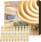 EMITEVER COB LED Strip Lights Warm White 32.8ft, 3000K 24V Dimmable Tape Light Premium High Density, 305LM+/ft, 4800LEDs, Ra 90+, 3W/FT, UL Listed for Cabinets, Shelves(Power Supply Sold Separately)
