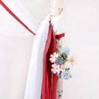 MIULEE Christmas Sheer Window Scarf Valance Extra Long Topper Elegant Swag Curtains Luxury Draping Fabric for Wedding Arch Party Ceremony Canopy Bed Living Room, 37'' x 216'', 1 Panel Red