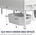 Yaheetech Classic Metal Platform Bed Frame Mattress Foundation with Victorian Style Iron-Art Headboard/Footboard/Under Bed Storage/No Box Spring Needed/King Size White