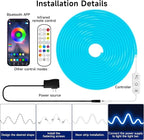 LED Neon Rope Lights, 32.8ft RGB LED Light Strip, 24V Music Sync App/Remote Control DIY Rope Light, IP67 Waterproof Gaming Neon Strip Lights for Bedroom Indoor Oudoor Décor