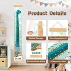 Personalized Name Growth Chart for Kids, Dinosaur Canvas Child Height Measurement, Kids Measuring Chart for Wall, Kids Room Wall Decor, Removable & Waterproof Growth Chart Ruler
