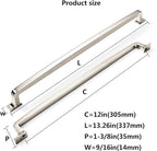 Khtumeware 2 Pack Nickel Cabinet Handles - 12 Inch Polished Pulls and Drawer Handles for Cabinets