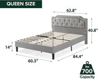 ZINUS Kellen Upholstered Scalloped Platform Bed Frame, Mattress Foundation, Wood Slat Support, No Box Spring Needed, Eco Friendly WonderBox (TM), Easy Assembly, Dark Grey, Queen