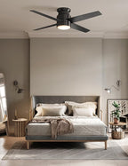 warmiplanet Flush Mount Ceiling Fans with Lights and Remote Control, 52-Inch, Brushed Nickel, 4-Blades, 2 Pack