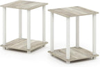 Furinno SIMPLISTIC Side Table Set of 2, 2-Tier End Table, Nightstand, Night Stand, Bedside Table, Easy Assembly, for Living Room, Bedroom, Sonoma Oak
