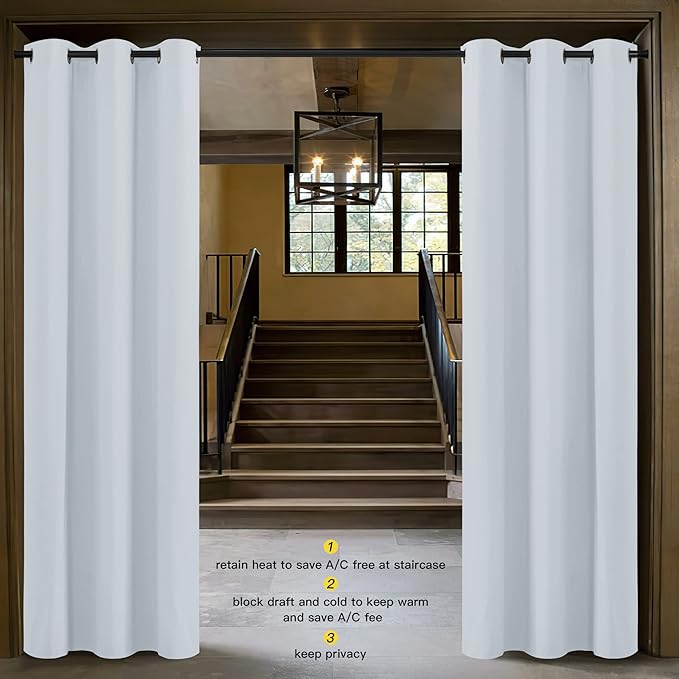 NICETOWN Curtains & Drapes for Door Tapestry, Sound Noise Canceling Room Darkening Replacement Makeshift Curtains for Bathroom Pantry Bedroom Closet (Cloud Grey, 1 Panel, 5ft Wide x 10ft Long)