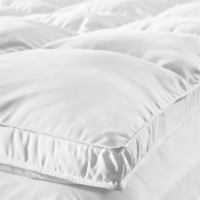 Superior Mattress Topper, Down Alternative, 2 Inch Deep Sized Bed Pillow Top, Comfort Pad, Fluffy Mattress-Topper Protector, Plush Cooling Extra Soft, Hotel Quality, All-Season, Twin XL, White