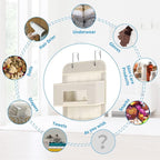 MAX Houser 4-Shelf Over The Door Hanging Organizer with 2 Metal Hooks, 4 Pocket Swing-Proof Behind Door Organizers with Clear Windows for Nursery Bathroom Closet,Dorm,Baby Diapers, Kids Toys (Beige)