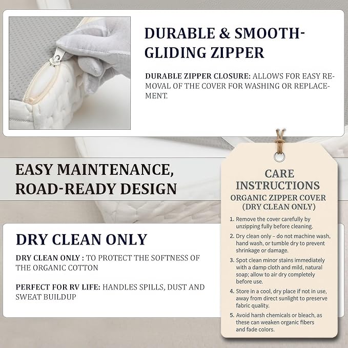 Foamma 4” x 28” x 75” Camper/RV Travel Gel Memory Foam Bunk Mattress, Organic Cotton Cover, Made in USA, Comfortable, Travel Trailer, CertiPUR-US Certified Foam