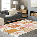 Boho Rug Baby Celestial Quilt Patchwork Sun Moon Rainbow Space Scandinavian Chic Area Rug Hallway Runner Rug Mat Minimalist Home Decor for Living Room Bedroom Nursery Playroom Classroom