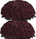 BLEUM CADE 50 Pcs Black Roses Artificial Flowers, Real Touch Velvet Roses Fake Flowers Bulk, Artificial Roses Bouquet with Long Stems for DIY Table Centerpiece Halloween Decorations