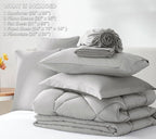 CozyLux Full Size Comforter Sets Light Grey - 7 Pieces Bed in a Bag Full, Luxury Soft Bed Set for All Seasons, Bedding Set with Down Alternative Comforter, Sheets, Pillowcases & Shams