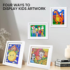Kids Artwork Frame - Changeable Front Opening, Holds 150 Art Projects, 8.5x11 Picture Display With Storage (White)