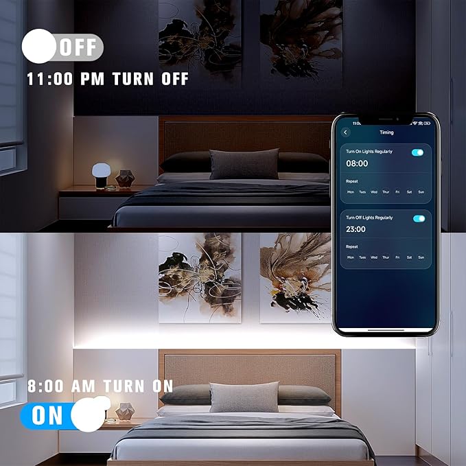 COB LED Strip Lights, LED Light Strips with Remote and App,16.4ft 6500K Dimmable Bright Daylight White LED COB Light Strip, Adhesive Indoor COB LED Lights for Bedroom, Living Room, TV, Shelf, Cabinet