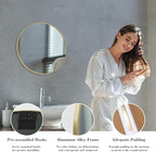 Sweetcrispy 20in Round Bathroom Mirrors for Wall, Bathroom Mirrors for Over Sink, Wall Decor for Bathroom, Entryway, Bedroom, Vanity, Classical Gold