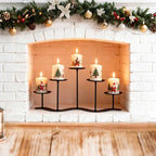 Iron Candle Holder Fireplace: 5 Metal Candelabra Centerpiece Decor - Candle Holder Stand for Candelabra Pillar Candles
