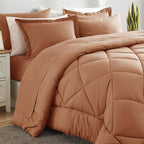 CozyLux Queen Comforter Set Pumpkin - Bed in a Bag Queen Size 7 Pieces, Luxury Soft Bed Set for All Seasons, Bedding Set with Down Alternative Comforter, Sheets, Pillowcases & Shams