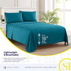 King Size Sheets - Breathable Luxury Bed Sheets with Full Elastic & Secure Corner Straps Built In - 1800 Supreme Collection Extra Soft Deep Pocket Bedding Set, Sheet Set, King, Teal