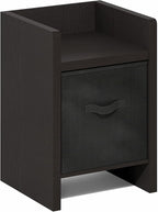 Furinno Viola Side Table, Thick Frame End Table with Storage Bin, Night Stand, Bedside Table, for Living Room, Bedroom, Dark Oak
