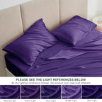 Love's cabin Full Size Satin Sheet Sets - 4 Piece Purple Silky Sheet Set Full with Deep Pocket, Luxury Silk Feel Bed Sheets Full Bedding Set (1 Flat Sheet,1 Fitted Sheet,2 Pillow Cases)