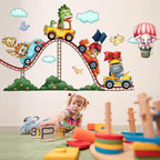Amusement Park Animal Wall Stickers Car Wall Decals Kid Room Nursery Baby Bedroom Décor (Roller Coaster Animals)