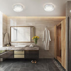 Modern Crystal Flush Mount LED Ceiling Light - 8.3" Foyer & Bedroom Light Fixture for Bathroom, Hallway, Closet