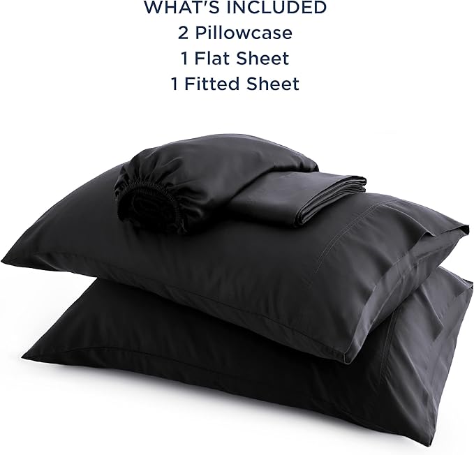 Bedsure King Size Sheet Set, Cooling Sheets King, Rayon Derived from Bamboo, Deep Pocket Up to 16", Breathable & Soft Bed Sheets, Hotel Luxury Silky Bedding Sheets & Pillowcases, Black