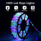 100Ft LED Rope Lights, Cuttable & Connectable Outdoor String Lights Waterproof Decorative Lighting for Indoor/Outdoor, Patio, Backyards, Party, Halloween and Christmas Decorations (Multicolor)