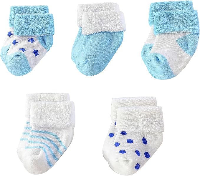 Unisex Baby Terry Socks 5-Pack for Baby boy and girl 0-12 Months Warm Cotton Socks