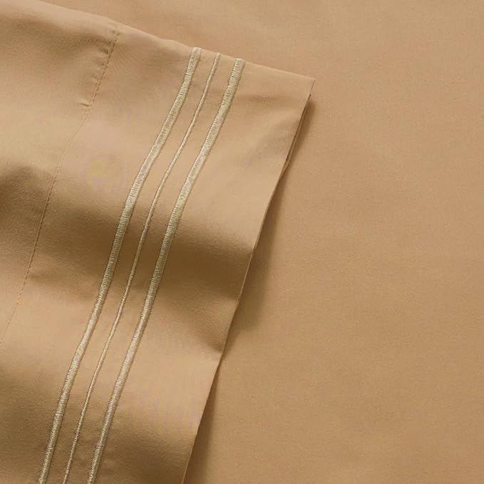 Twin Sheets - Breathable Luxury Sheets with Full Elastic & Secure Corner Straps Built In - 1800 Supreme Collection Extra Soft Deep Pocket Bedding Set, Sheet Set, Twin, Taupe