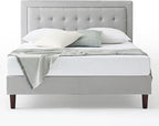 ZINUS Dachelle Upholstered Platform Bed Frame, Mattress Foundation, Wood Slat Support, No Box Spring Needed, Easy Assembly, Grey Sand, King