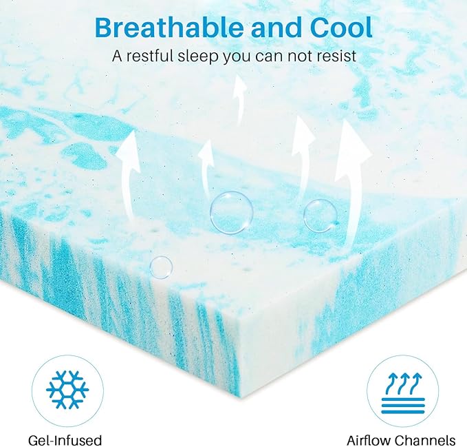 Mattress Topper, Full Size Cooling Memory Foam Bed Toppers, 3 Inch Soft Mattress Pads for Sleeper Sofa, RV, Camper, CertiPUR-US Certified