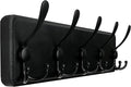 WEBI Coat Rack Wall Mount,Coat Hooks Wall Mounted Rustic,16" Hole to Hole,Large Coat Hanger Wall,Wood Hook Rack,5 Triple Hooks for Hanging Coats,Jacket,Clothes,Black