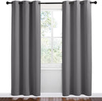 NICETOWN Grey Blackout Curtain Panels for Bedroom, 2 Panels, W42 x L78-inch, Grey, Thermal Insulated Grommet Top Blackout Draperies and Drapes for Basement