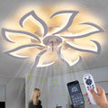 Modern Ceiling Fan with Lights Remote Control, 32" White 6 Speeds 3 Light Color Low Profile Flush Mount Ceiling Fan for Kitchen Bedroom