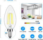 LED Candle Bulbs 40W Equivalent Dimmable, E12 Candelabra Light Bulbs 4W 470Lm Clear Edison LED Bulb, Daylight White 5000K B11 Classic Bright Filament Bulb, Decorative Lights for Lamps, Pack of 5