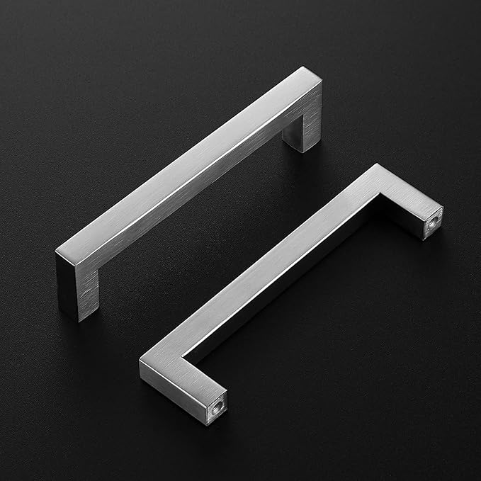 Ravinte 3 Pack Brushed Nickel Kitchen Cabinet Handles 5 Inch Cabinet Pulls Square Kitchen Hardware for Cabinet Drawer Pulls Drawer Handles Come with Screwdriver